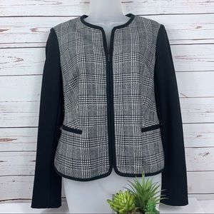 Talbots Blazer Zip Front Lined Houndstooth Pockets